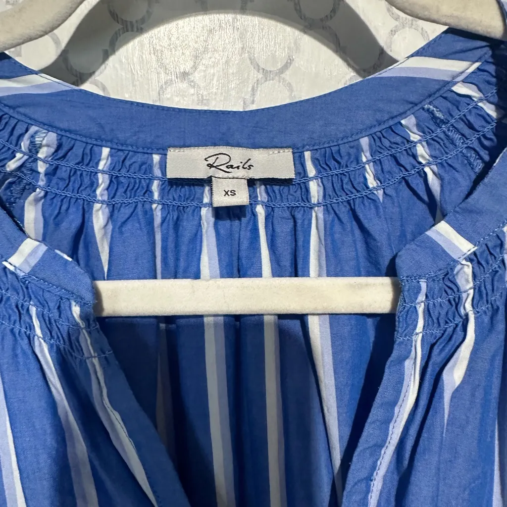 Rails Vittoria Dress XS Blue Stripe Puff Sleeve Belted Vacation Dress - Image 9