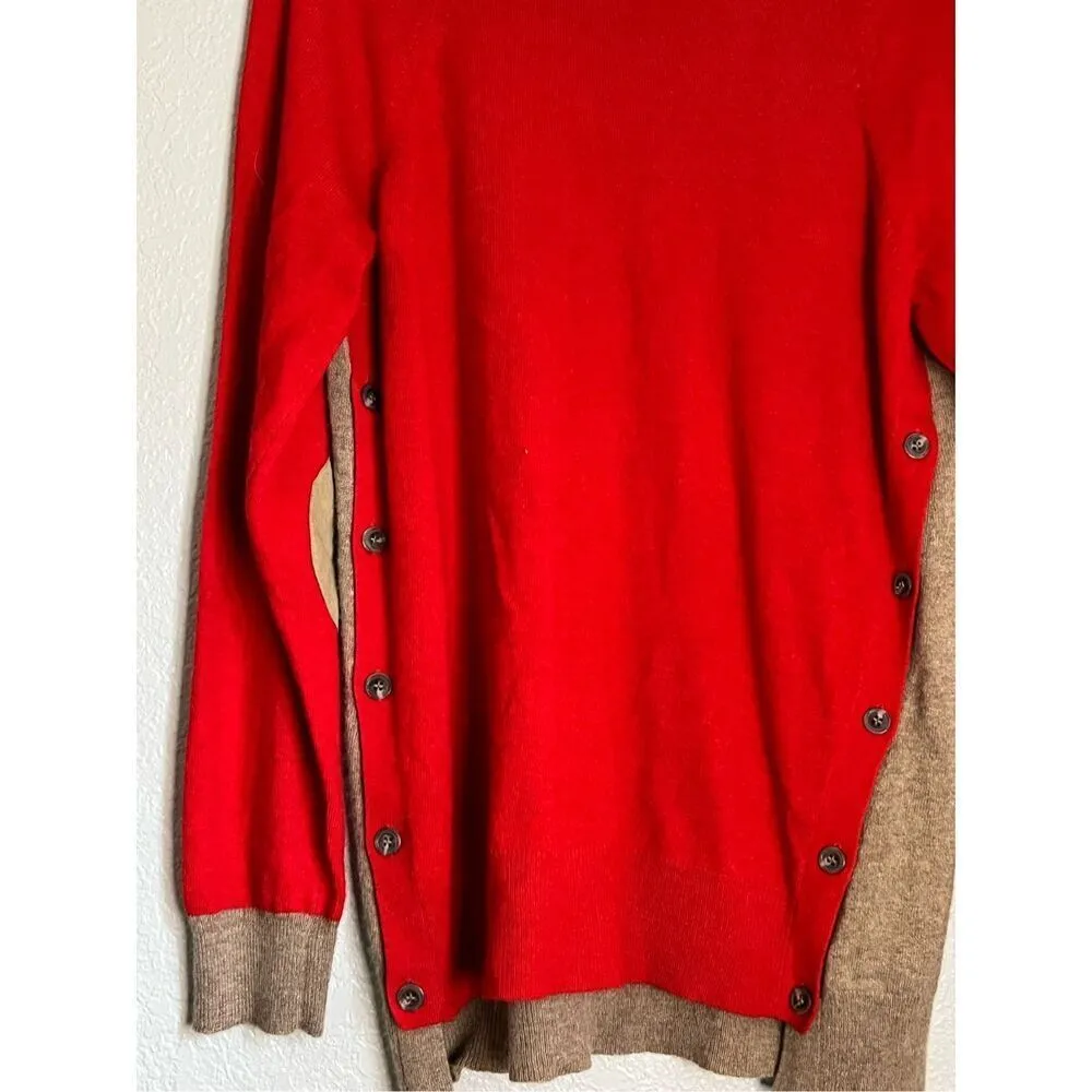J. CREW camel brown red elbow patch wool blend sweater Women's L - Image 3