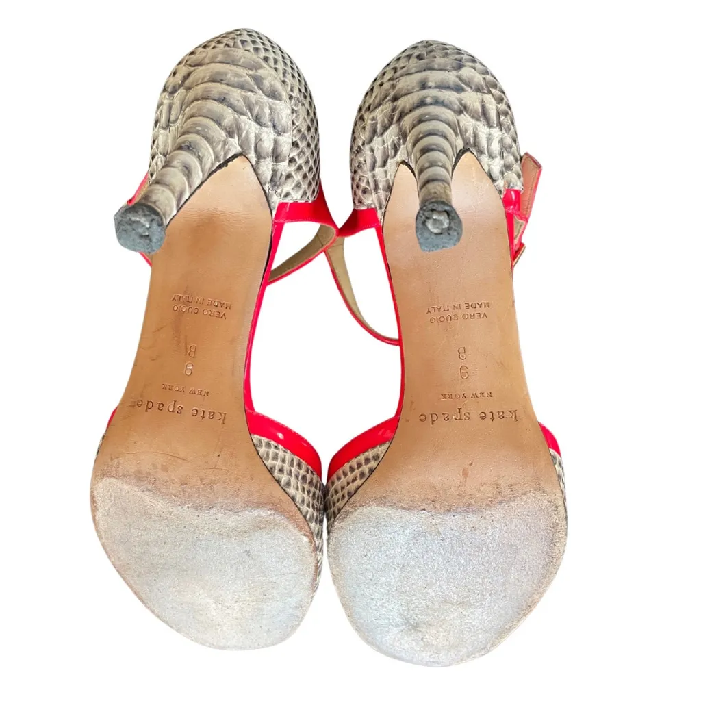 Kate Spade High Heels Unique Stylish Snakeskin with Neon Accents Size 9 - Image 8
