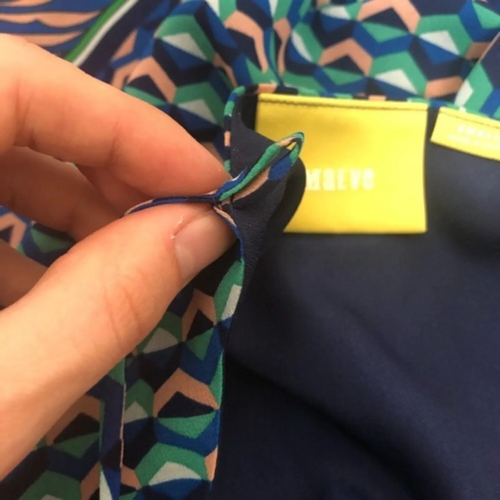 MAEVE ANTHROPOLOGIE Silk Slip Dress Womens Size Small Geometric Print Mini Boho - Image 8