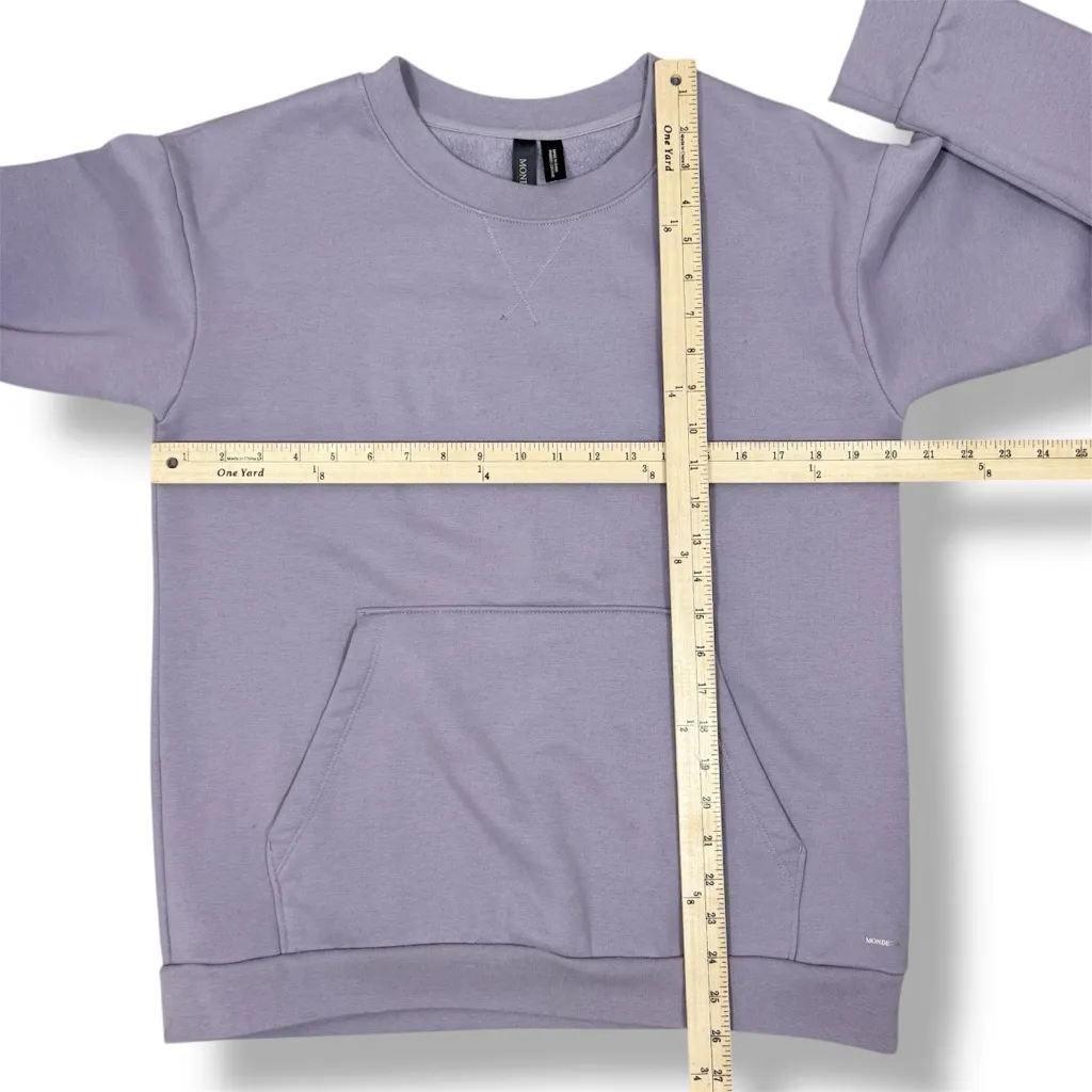 Mondetta Crew Neck Front Pocket Sweatshirt Lavender Purple Medium - Image 11