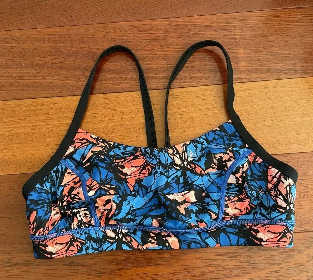 Lululemon Rise and Run Bra Mini Paint Storm Harbor Blue Multi / Black - Image 6