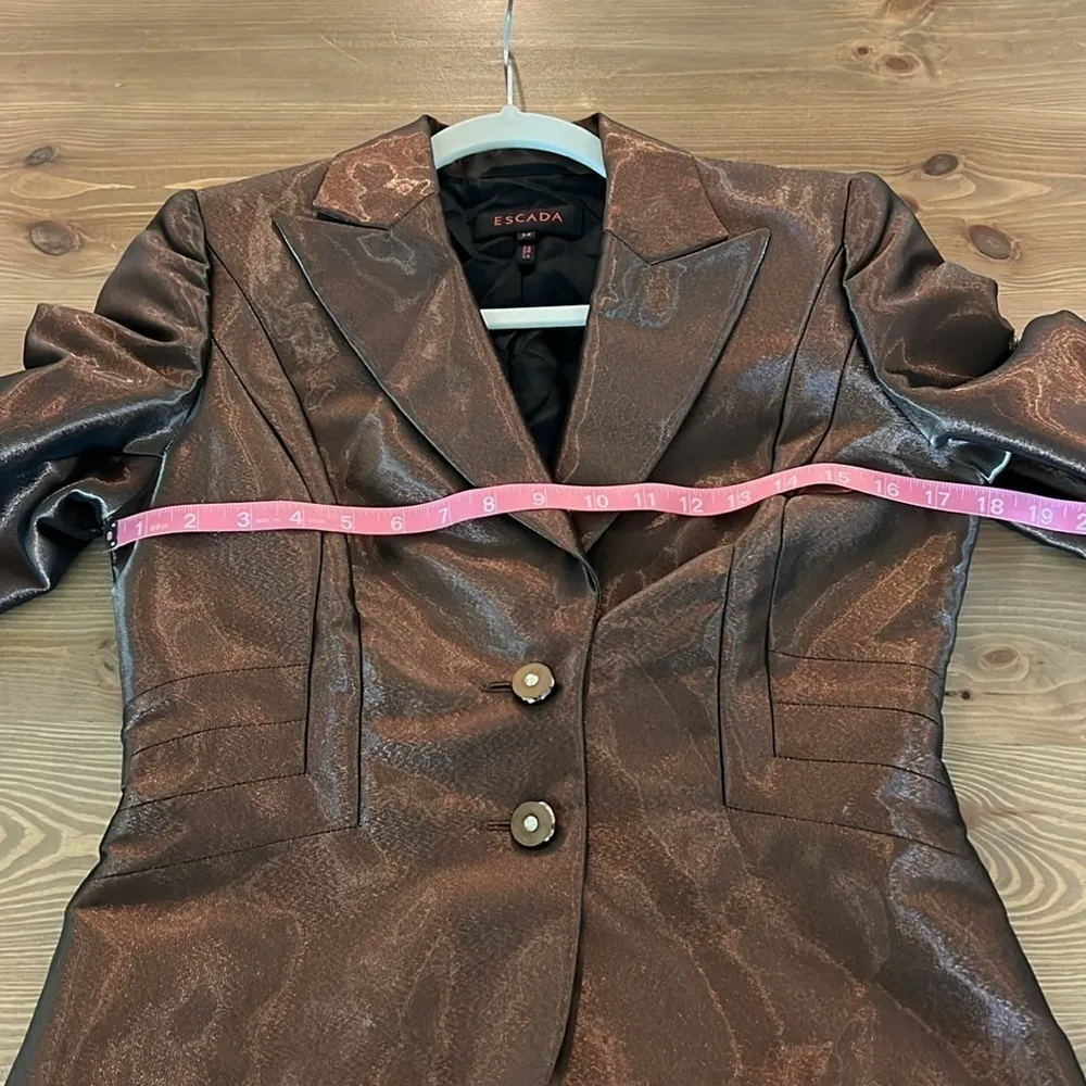 Escada Liquid Bronze Brown Structured Blazer Jacket Size 34 / 4 - Image 14