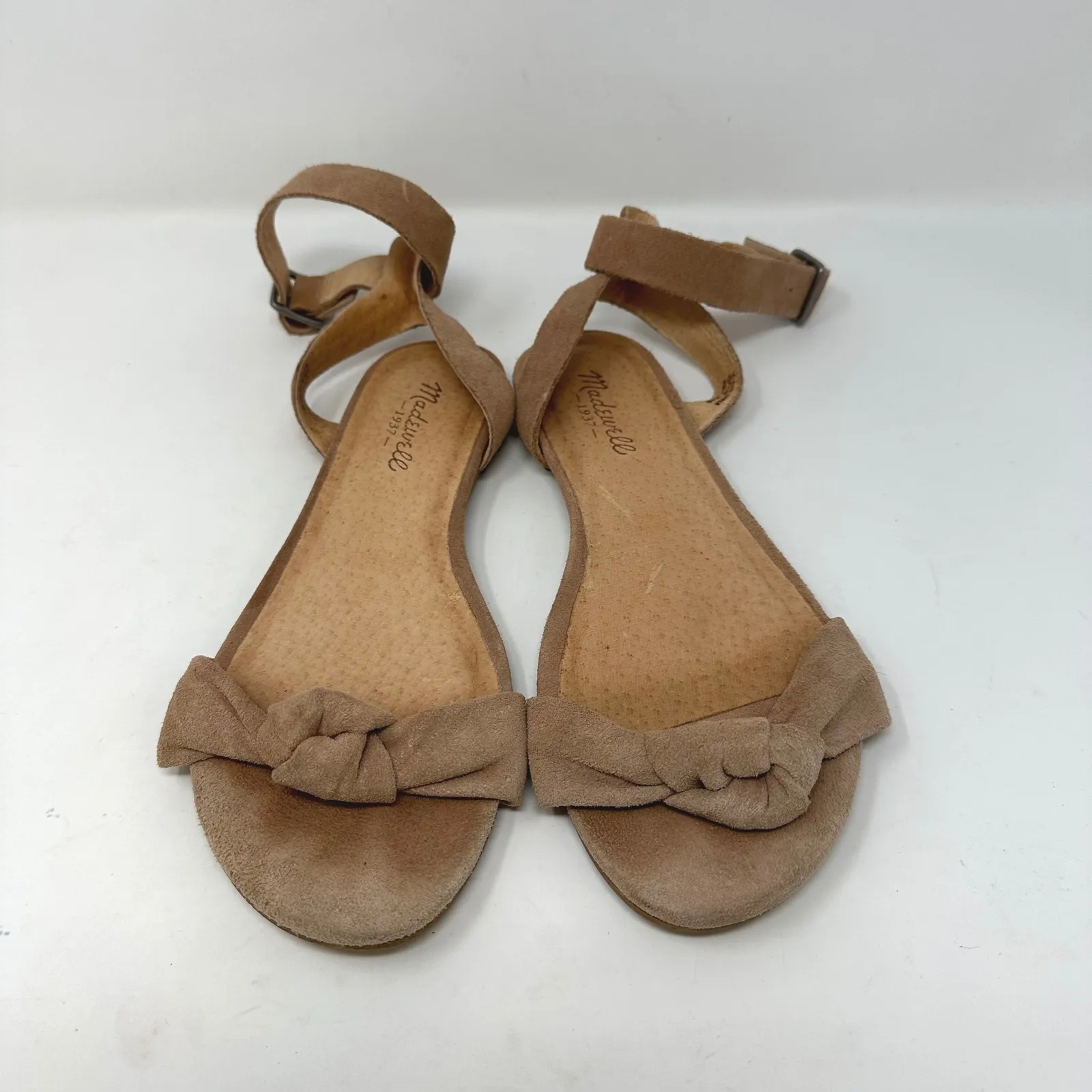 Madewell Knotted‎ Suede Ankle Flat Sandals Sand Size 8 - Image 2