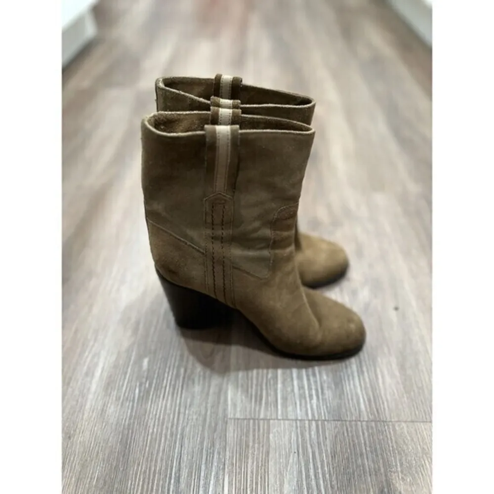 KATE SPADE New York BAISE bootie SIZE 9 M Block Heel Suede Leather Tobacco Brown - Image 2