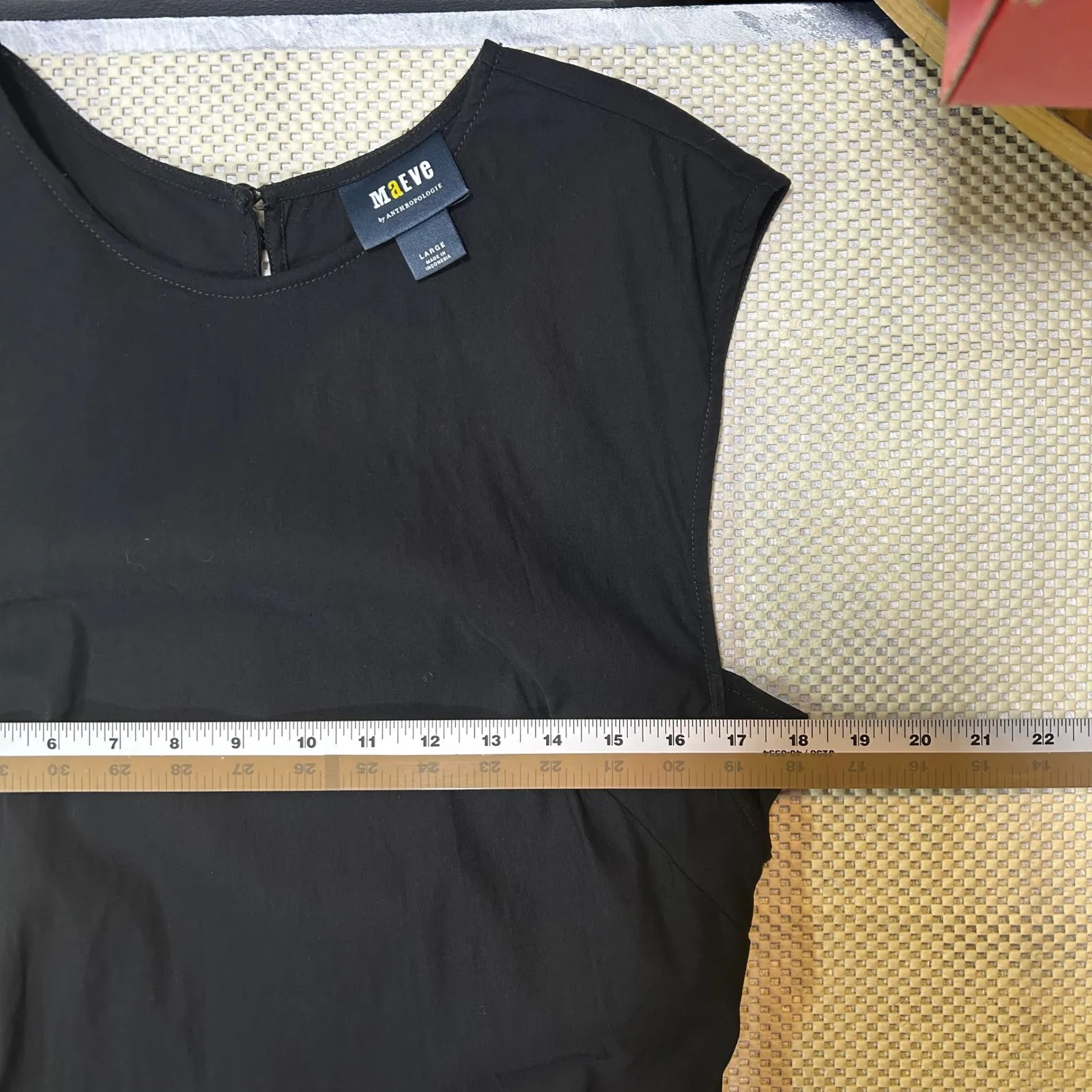 MaEve Anthropologie Midi‎ Dress Sleeveless Ruched Black Casual Dress Large - Image 9