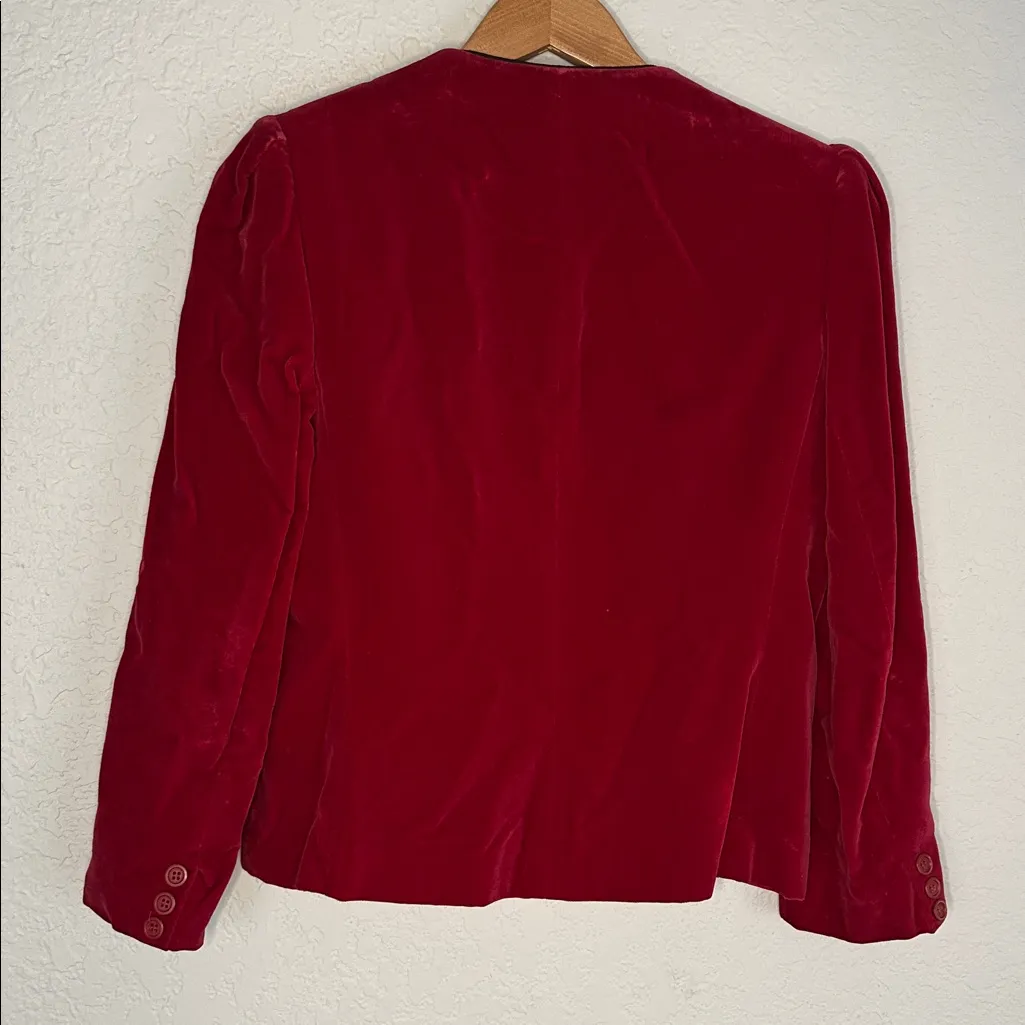 Vintage John Meyer Red Velvet Blazer Size 8 Christmas Holiday Valentines Winter - Image 6