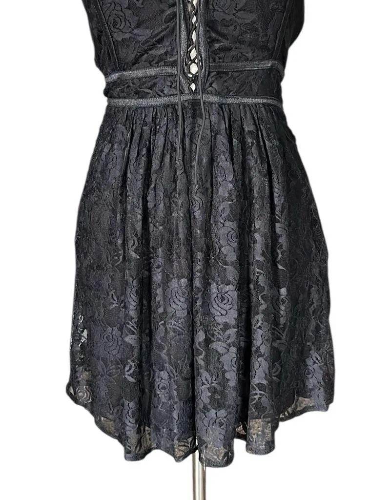Spy Zone Exchange Lace Up Lace Mini Dress Black - Image 5
