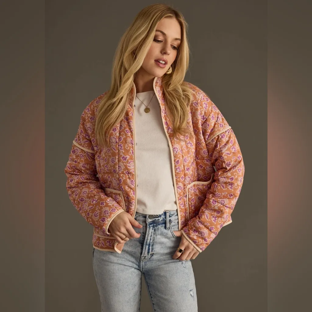 NWOT Panache Apparel Pastel Orange Purple Ruby Paisley Floral Jacket size XL - Image 3