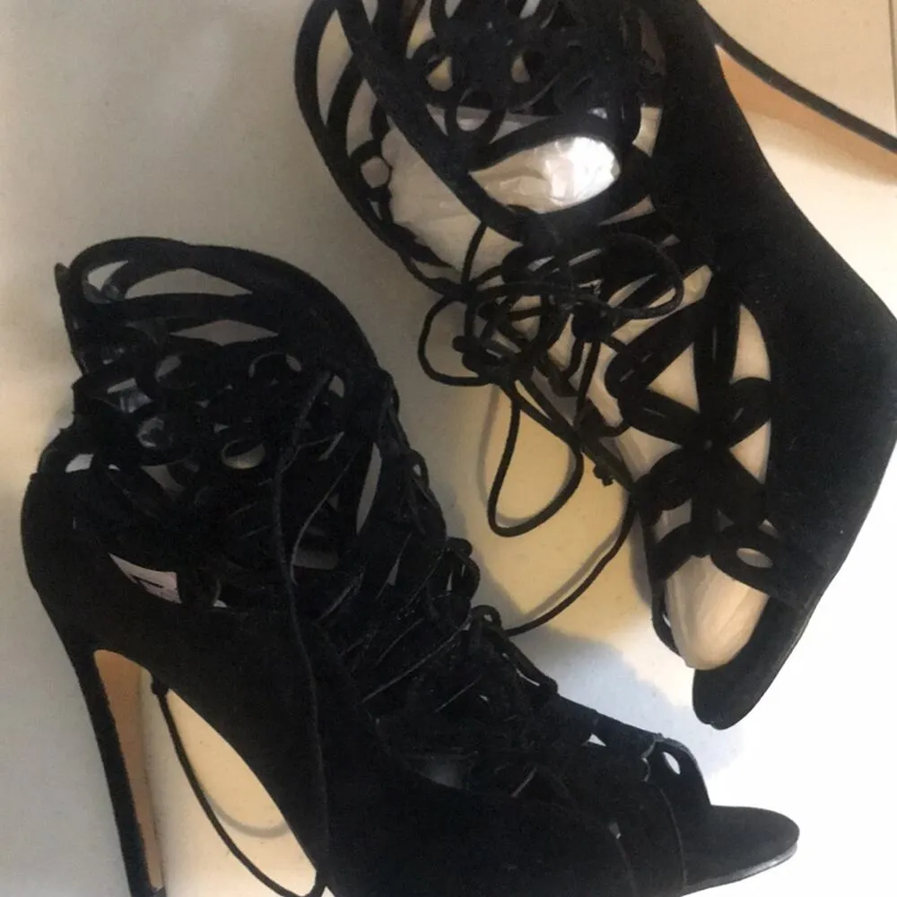 💖 GORGEOUS LACE UP SHOES 10 💖 Black - Image 5