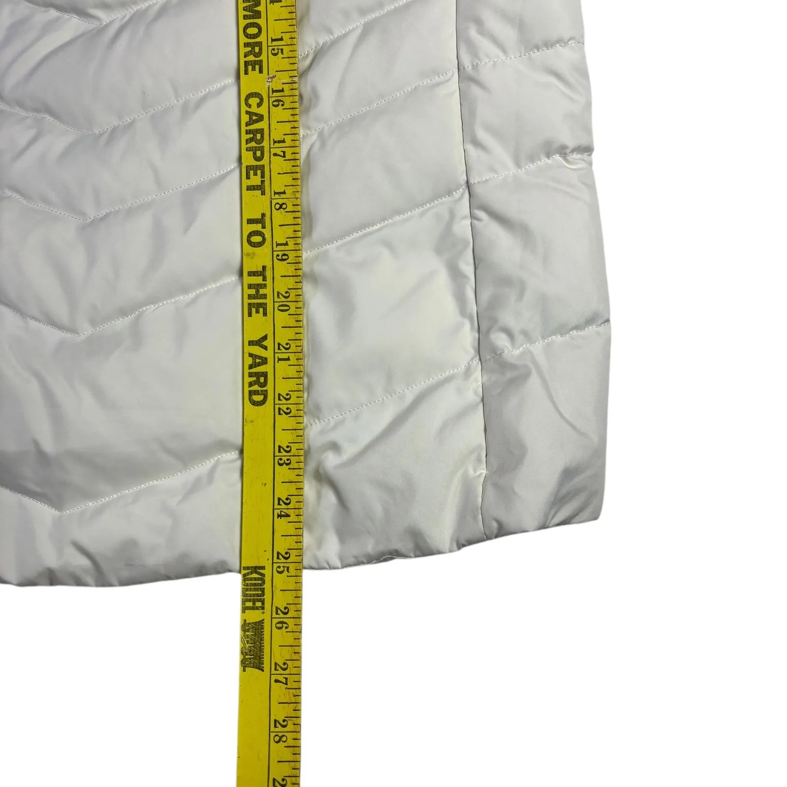 Lands End Womens Puffer Vest Cream M 10-12 Stand Collar Down Insulated Zip Up - Image 10