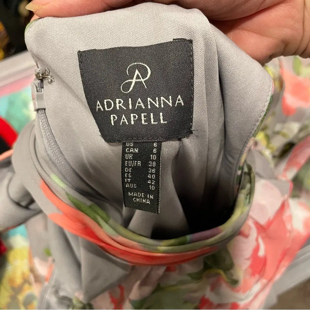 Stunning floral roses maxi halter blouson dress Adrianna Papell flowy boho sexy - Image 16