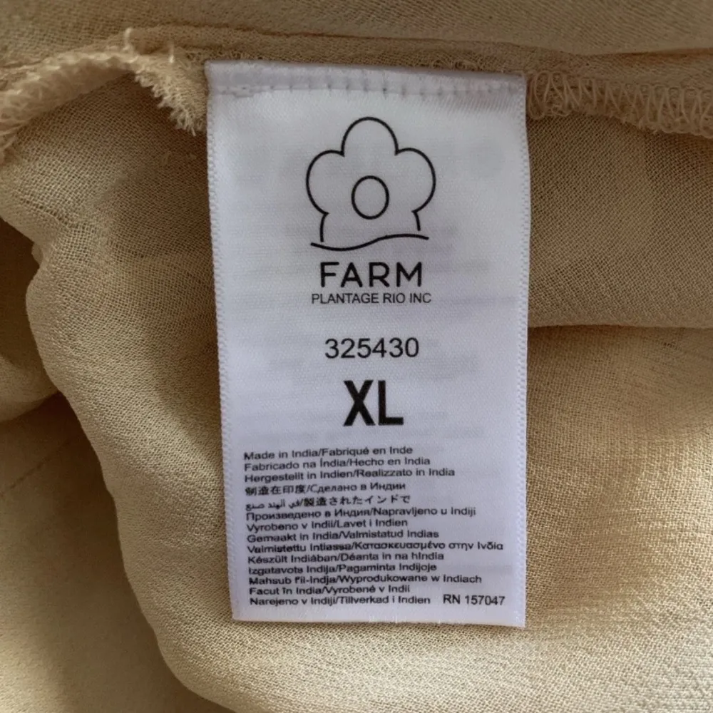 Farm Rio Beige Pleated Bust Peplum Top Blouse XL New NWT Long Sleeve GORGEOUS - Image 12