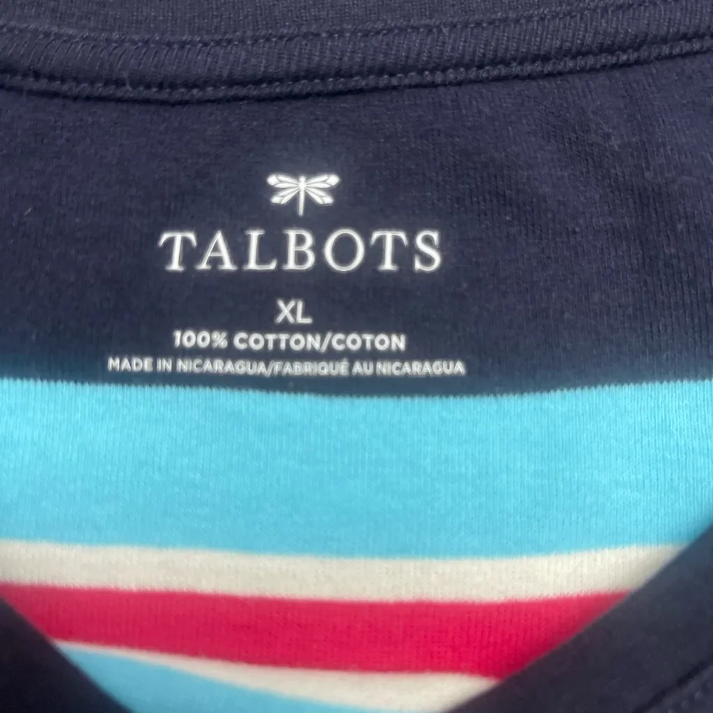 Talbots Navy and Multicolor Striped Top - Image 5