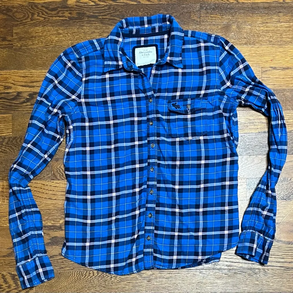 Y2K Abercrombie and Fitch Button Down Plaid Flannel - Image 2