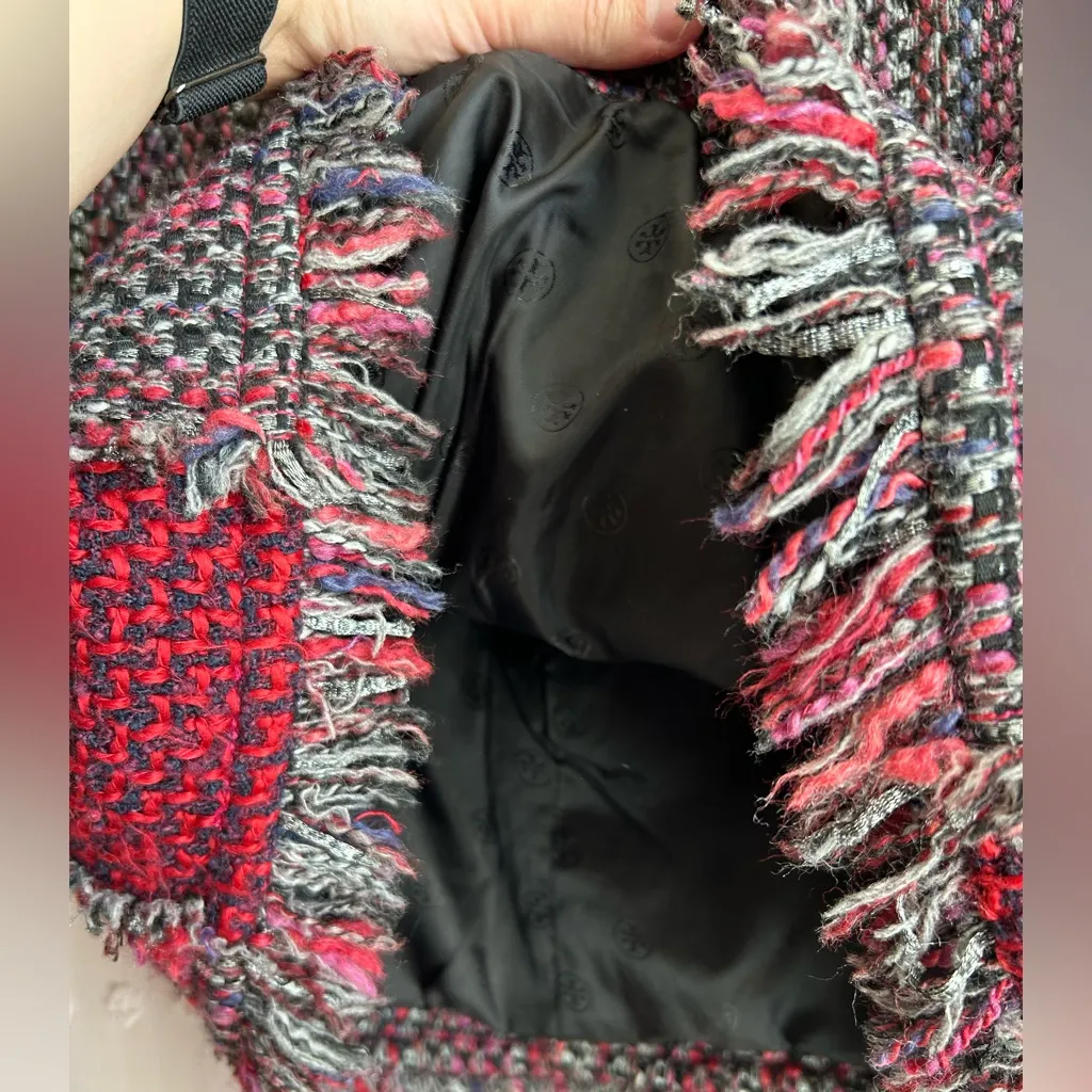 Tory Burch Wool Blend Tweed Color Block Turtle Neck Short‎ Sleeve Sweater Sz S - Image 3