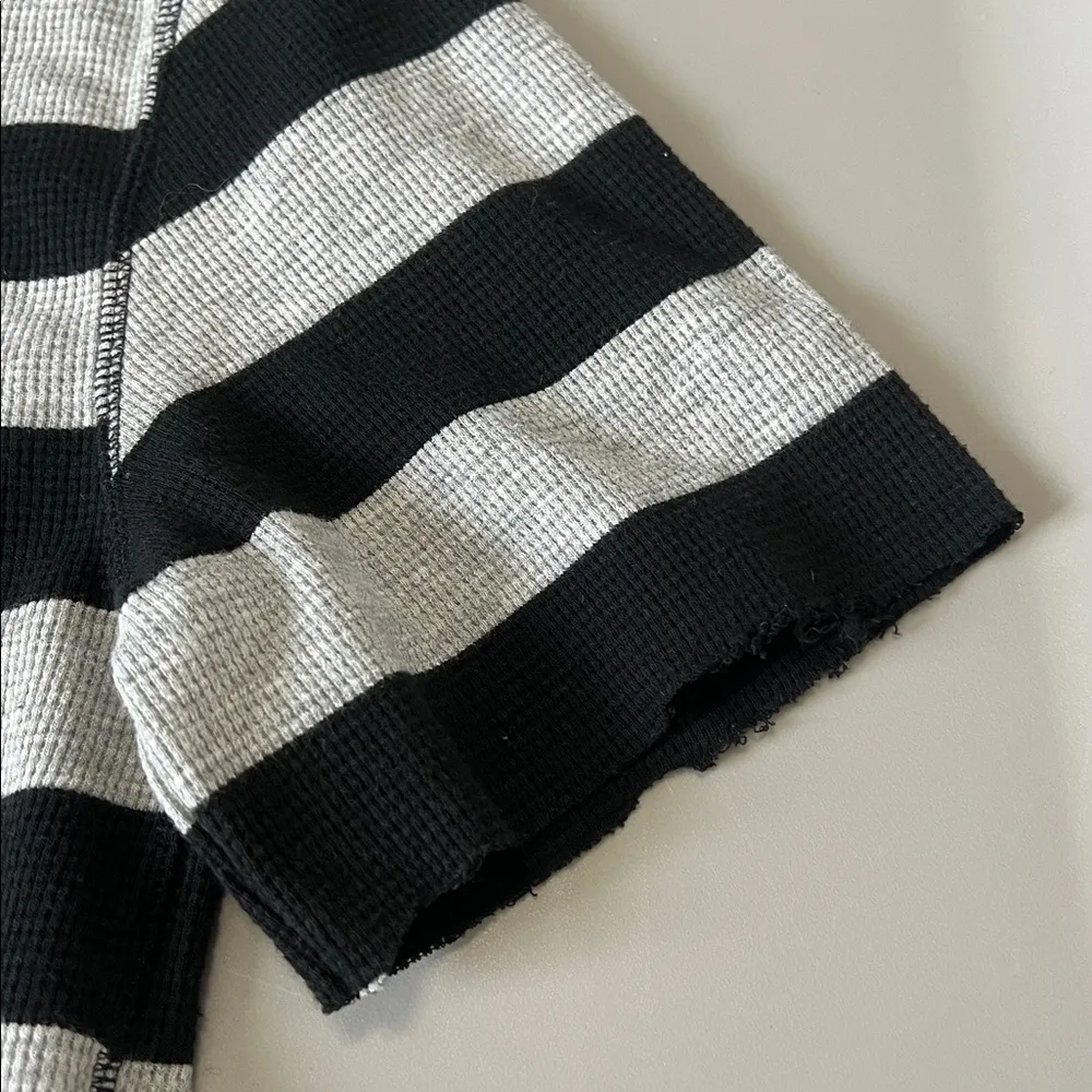 Polo Ralph Lauren Waffleknit Lounge Shirt Black/Gray Size Small * Cut Sleeves - Image 6