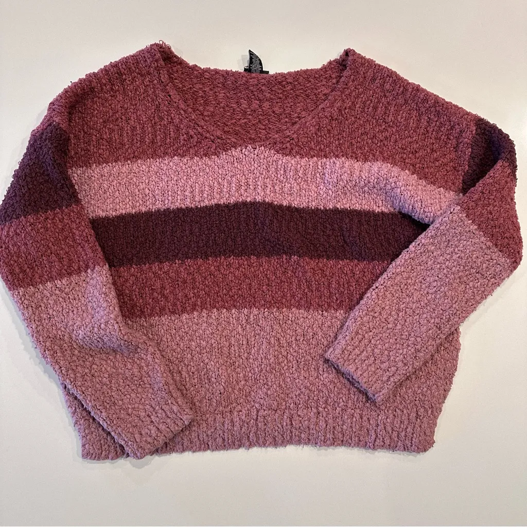 Rue 21 Boucle Knit Striped‎ Sweater Size Medium - Image 3