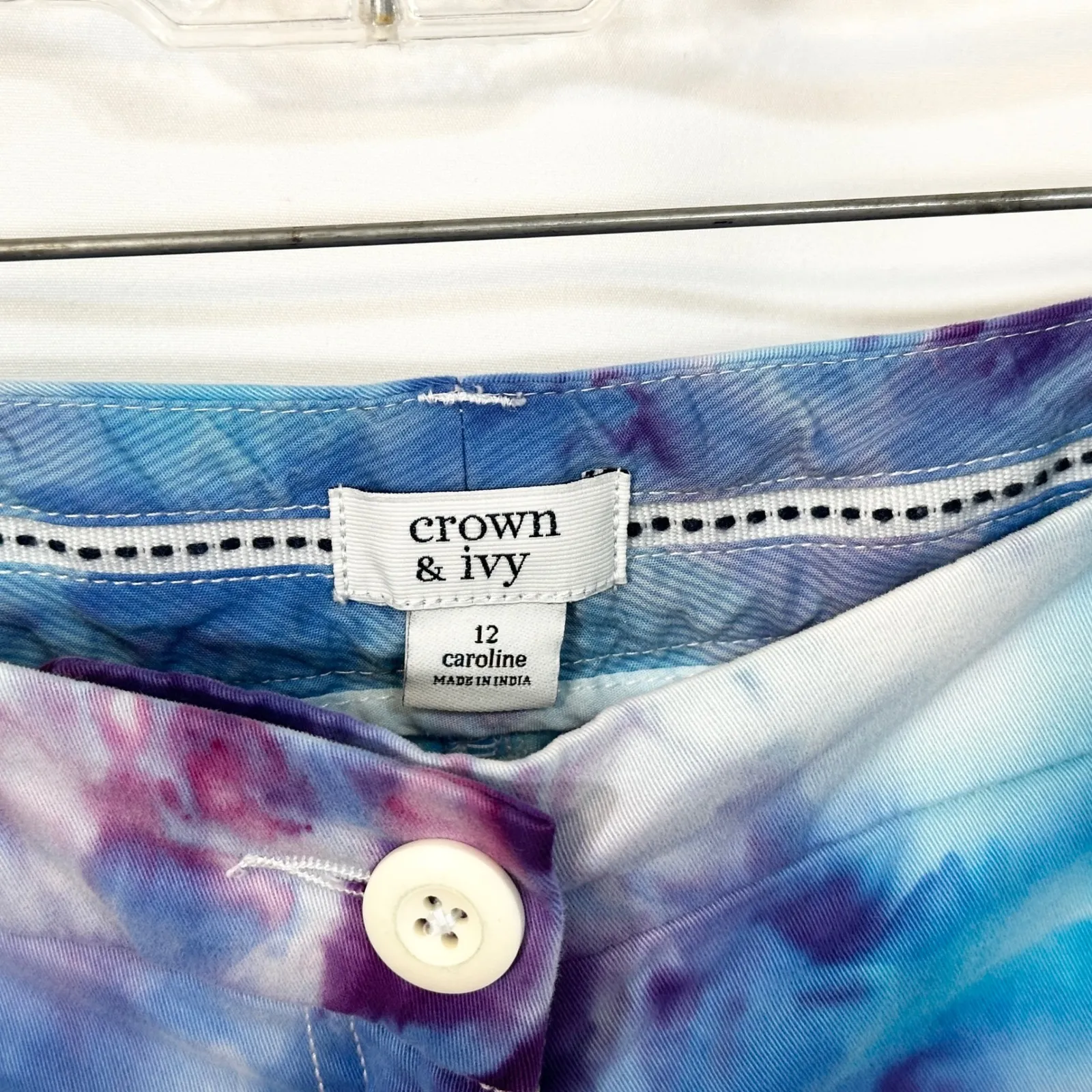Crown & Ivy Size 12 Shorts Handmade Tie Dye‎ Caroline Blue Purple 7 Inch 1149 - Image 12