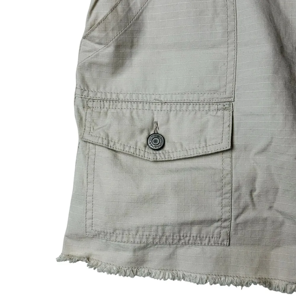 Vintage 90s Y2K Low Rise Cargo Mini Skirt Fringe Hem Grunge Juniors 13 - Image 3