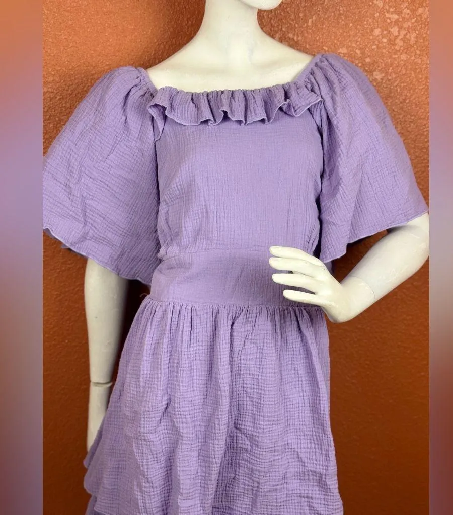 Ivy City Co Elegant Lavender Dress with Ruffle Details Size XS Purple - Image 5