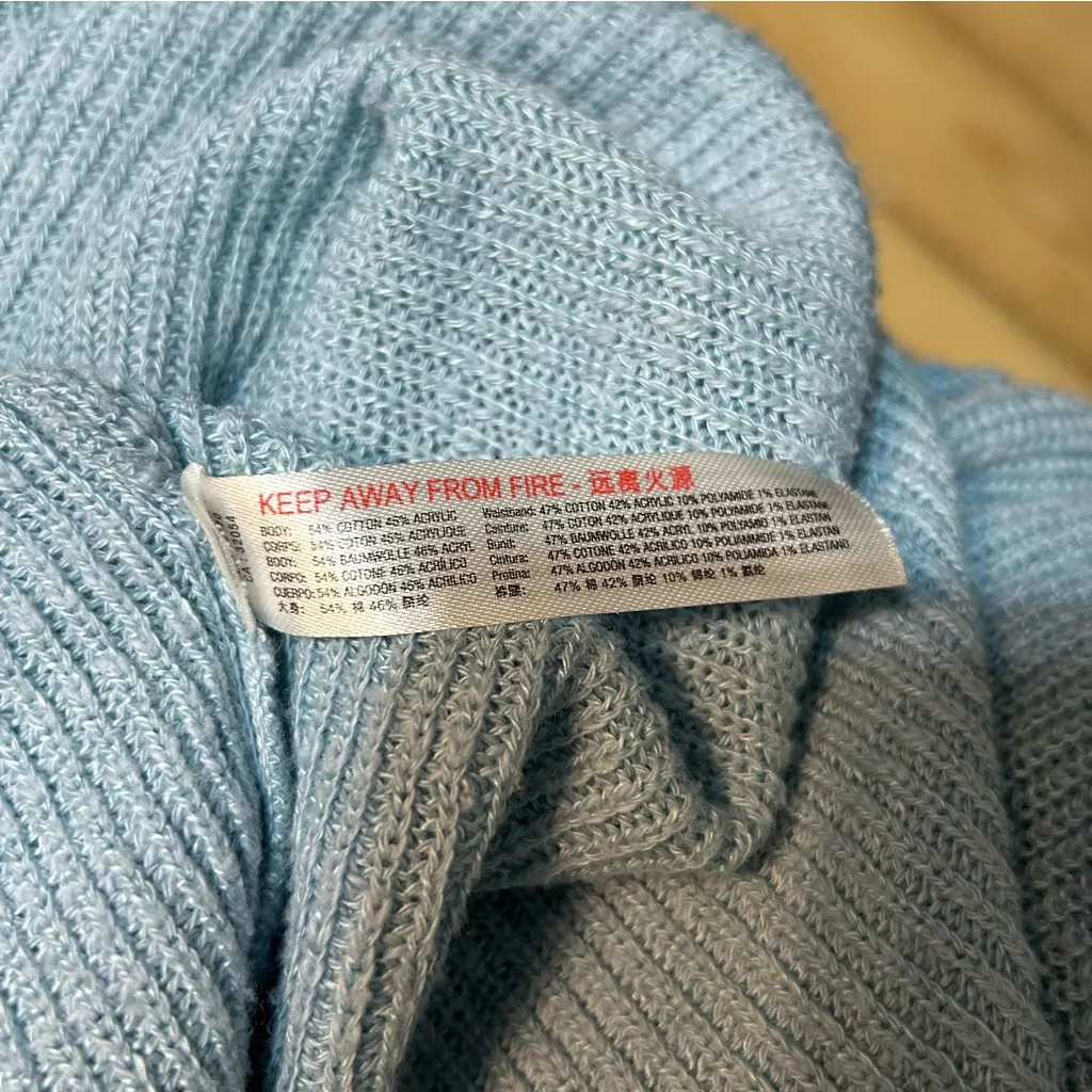 Free People Beach Malibu Solid Surf Knit Sweater Baby Blue Size Medium - Image 8