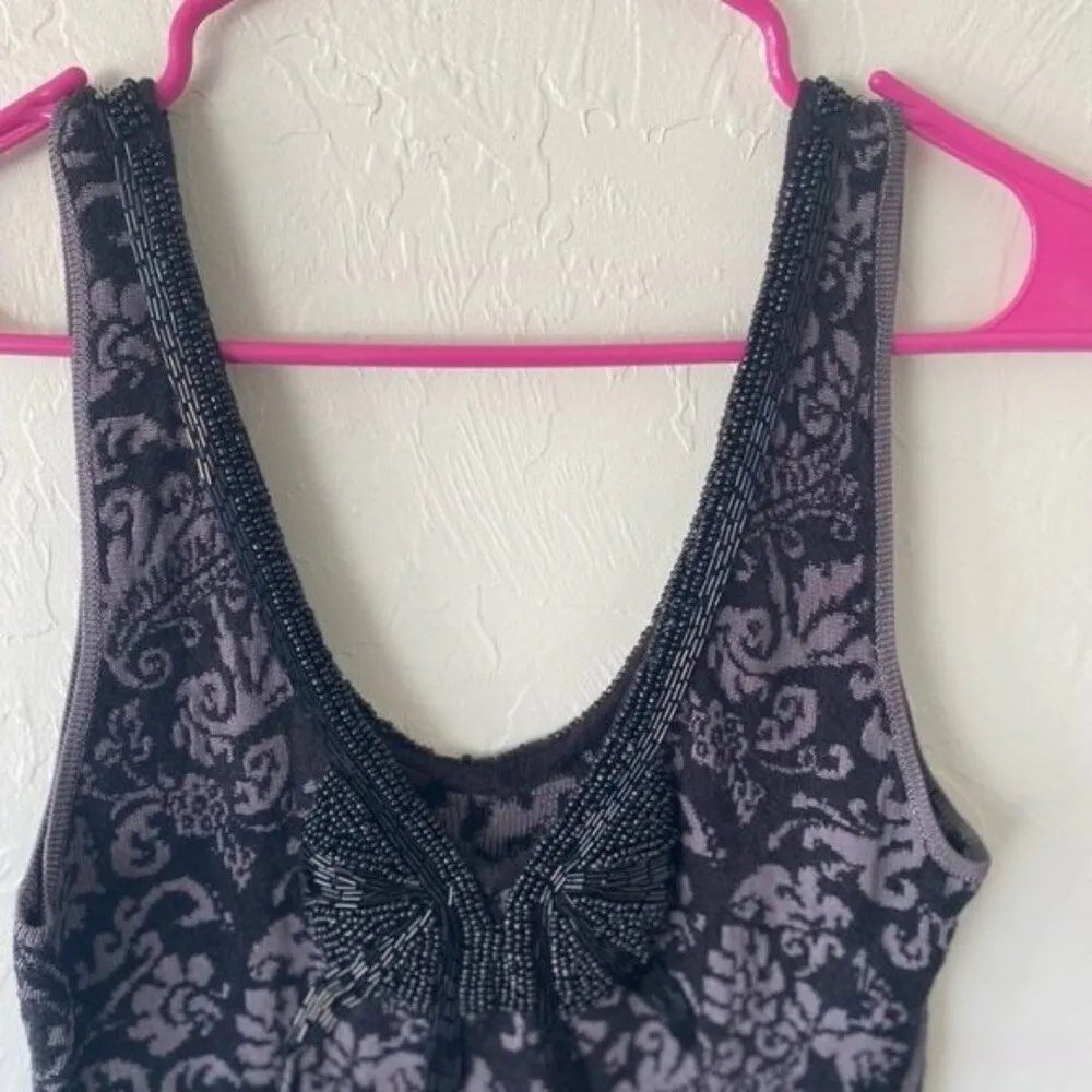 Free People black gray sleeveless print jacquard bodycon dress - Image 3