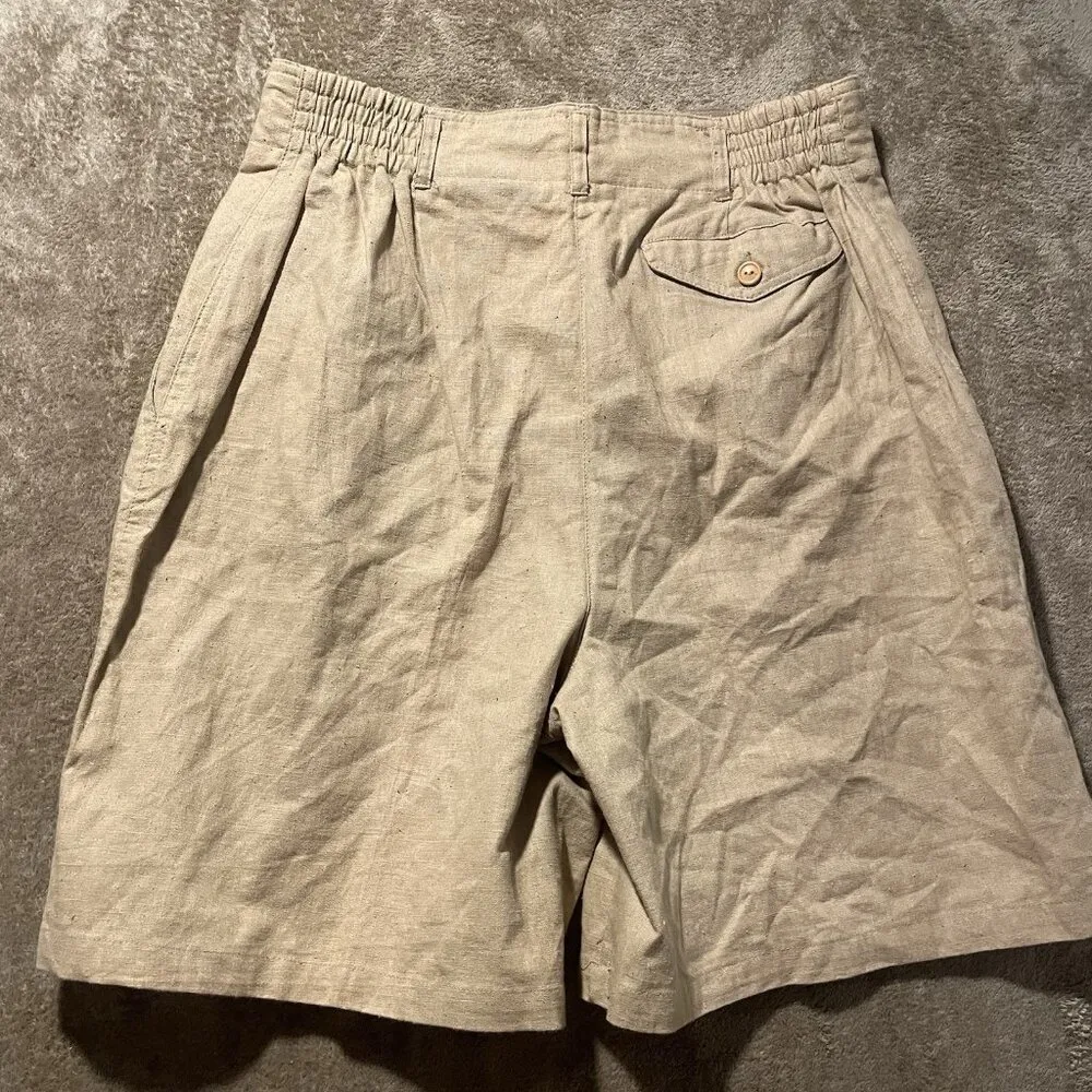 Ashleigh Morgan Sport Shorts Womens Sz 14 Linen High Rise Beige Casual Tan - Image 3