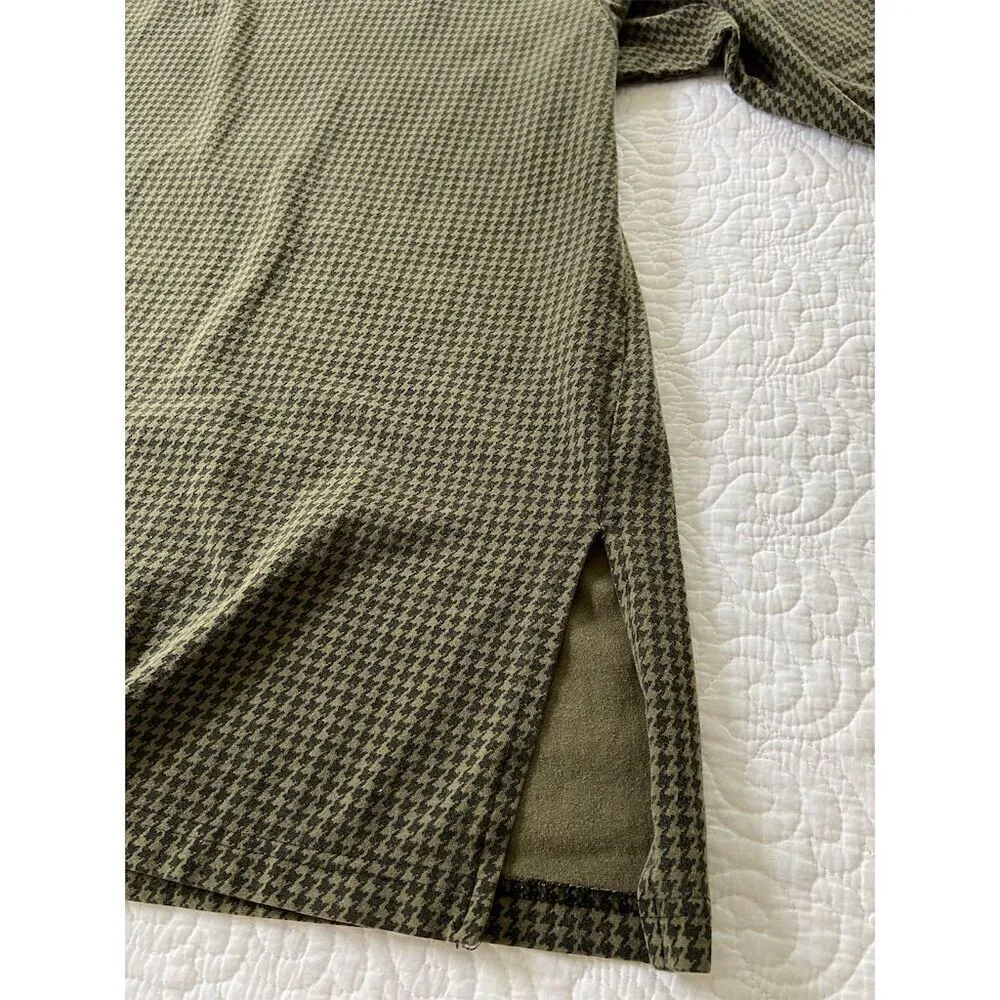 TAPEMEASURE Vintage Houndstooth Tunic Olive Green Boat Neck Lagenlook Size L Size L - Image 6