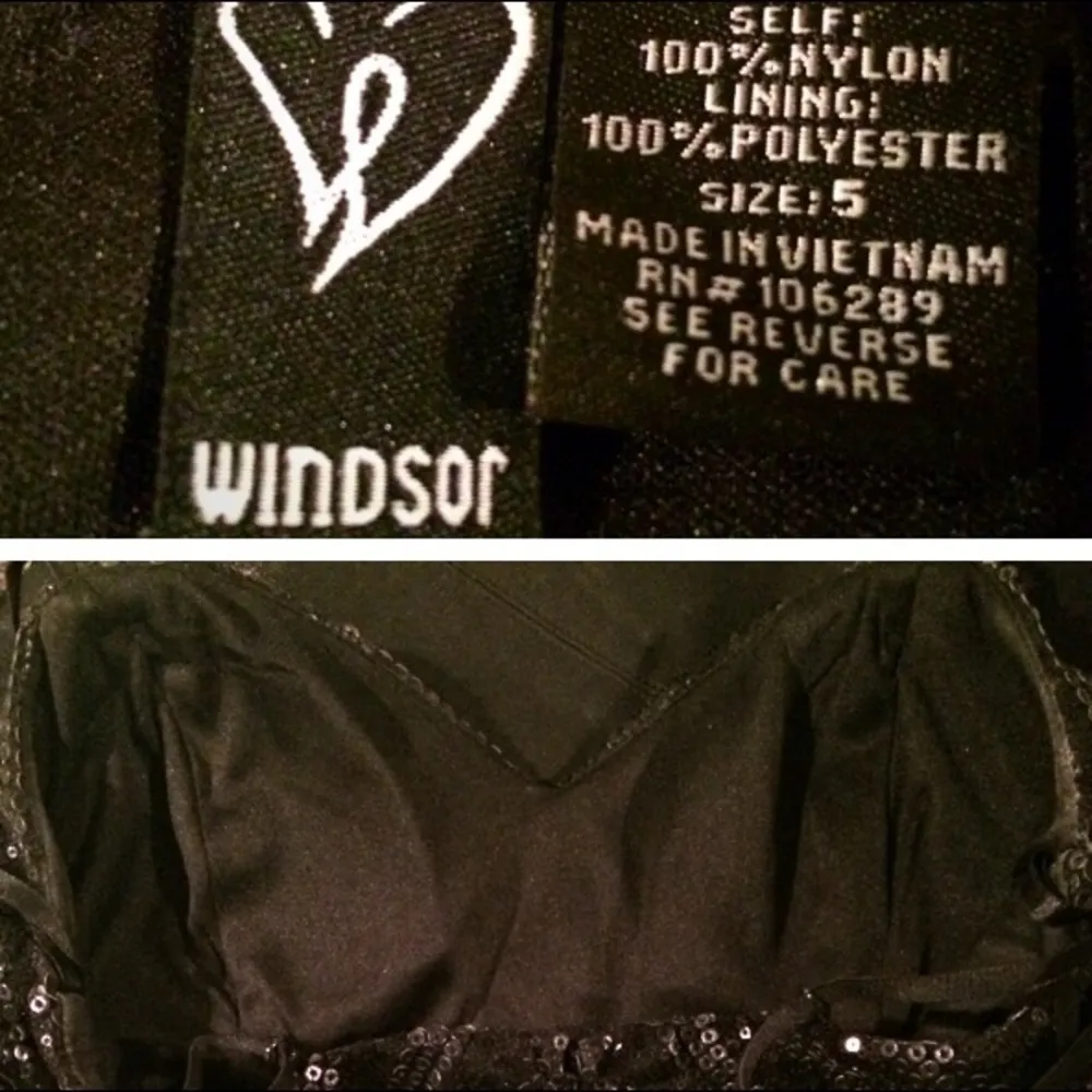 WINDSOR Fit & Flare Black Sequin and Mint Green Tulle Dress Size 5 - Image 4