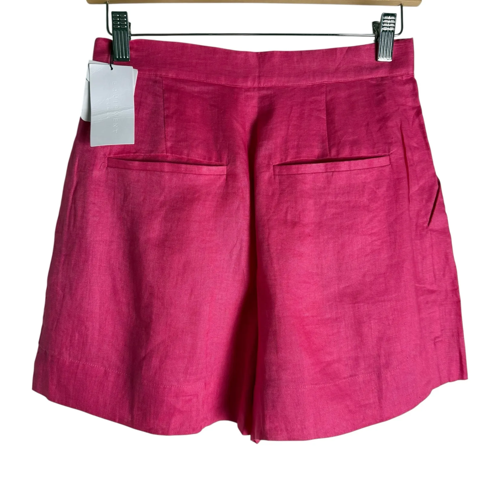 Equipment Sylvette Raspberry Sorbet Pink High Waist Linen Shorts Size 2 - Image 10