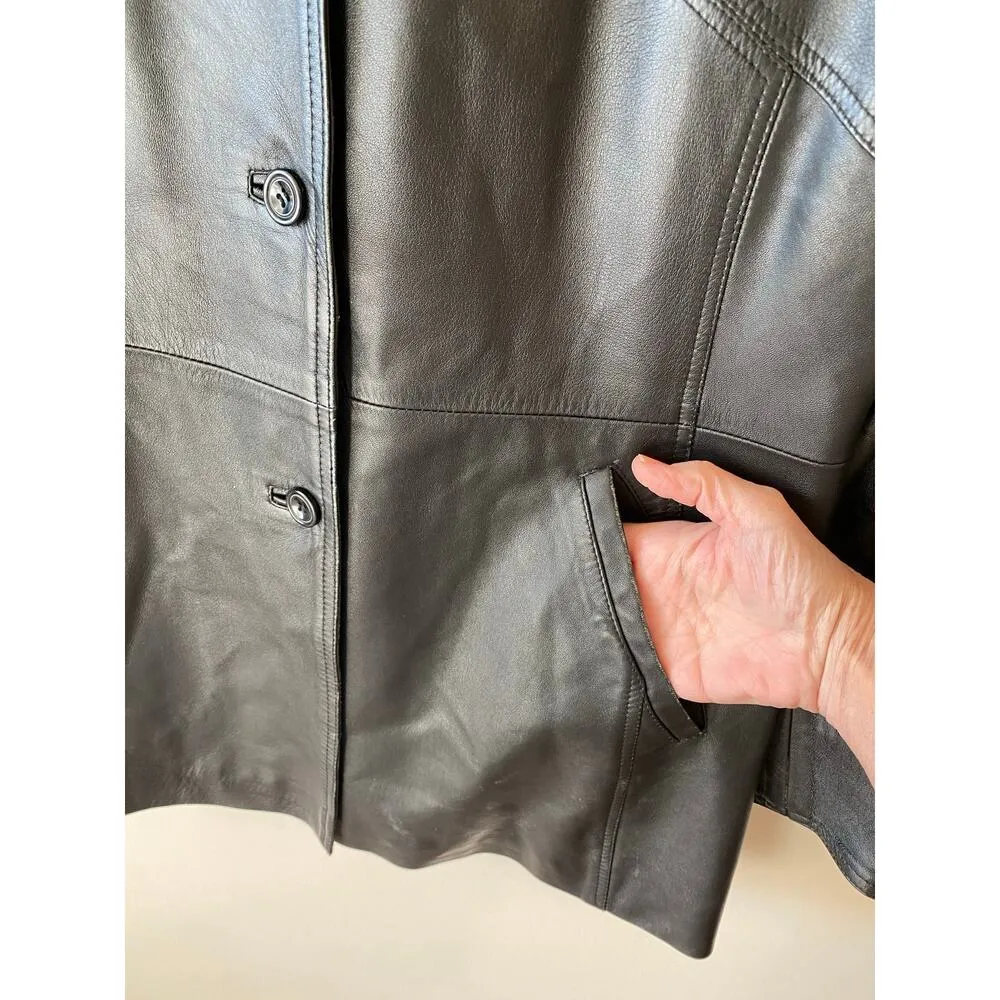 Italian Parri's Black Leather Jacket Women’s Size 48 Size L - Image 5