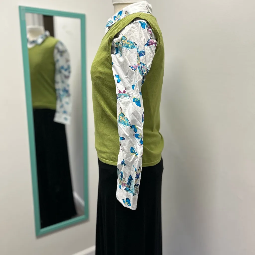 Vintage Silk Blend Green Sweater Vest Size 10 - Image 3