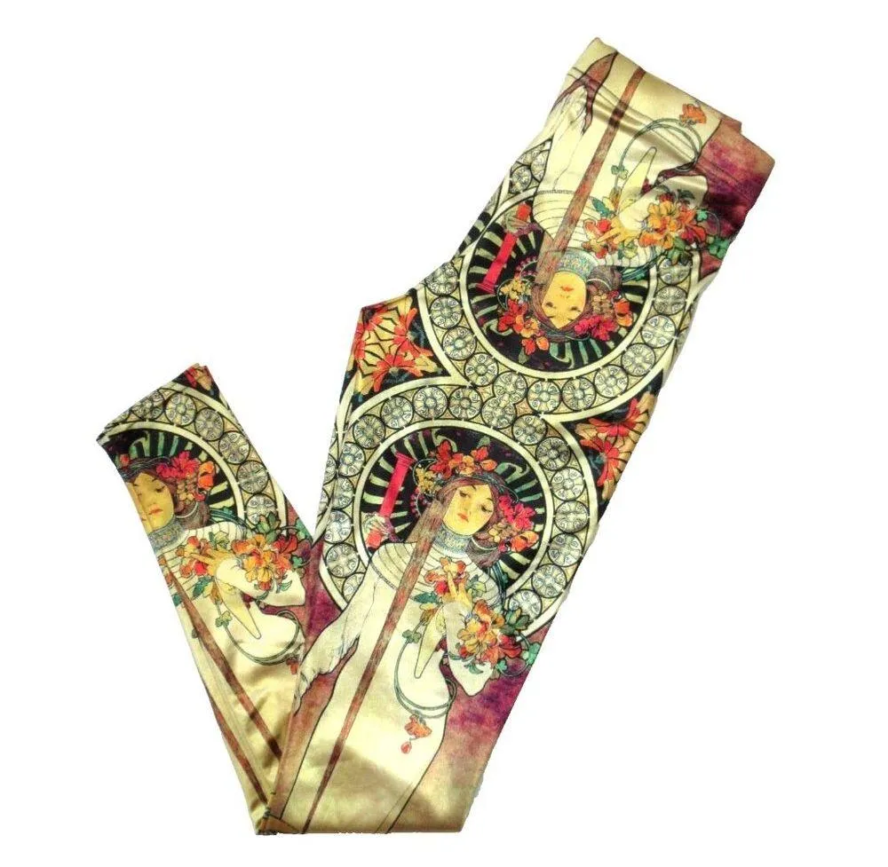 NWT BlackMilk LIMITED EDITION La Trappistine Mucha Printed Leggings XS - Image 5