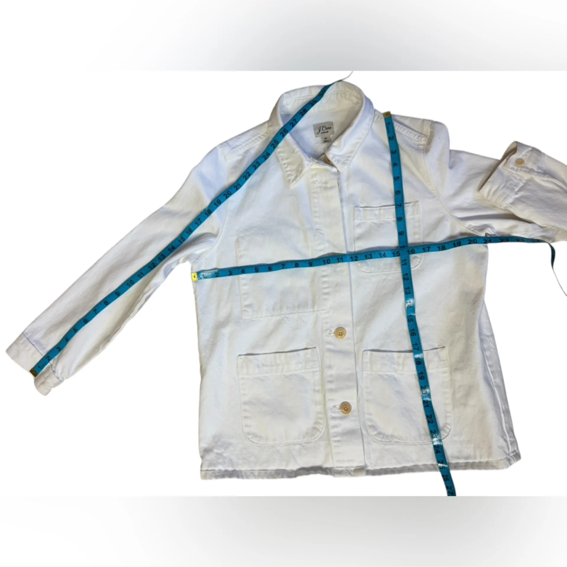 J. Crew 100%Cotton Cream Denim Jacket Size Medium - Image 13
