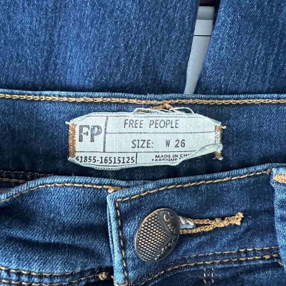 Free People Womens Jeans 26 Dark Wash Stretch Ankle Western Rodeo Cowgirl Cowboy - Image 2