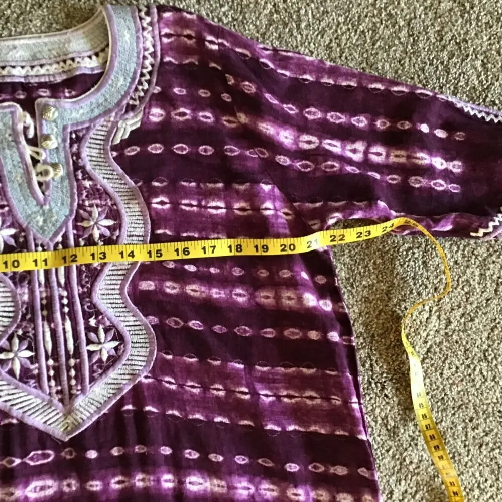 Womens Purple‎ Geometric Design Short Sleeve Pullover Scoop Neck Bohemian Dress Purple Size undefined - Image 6