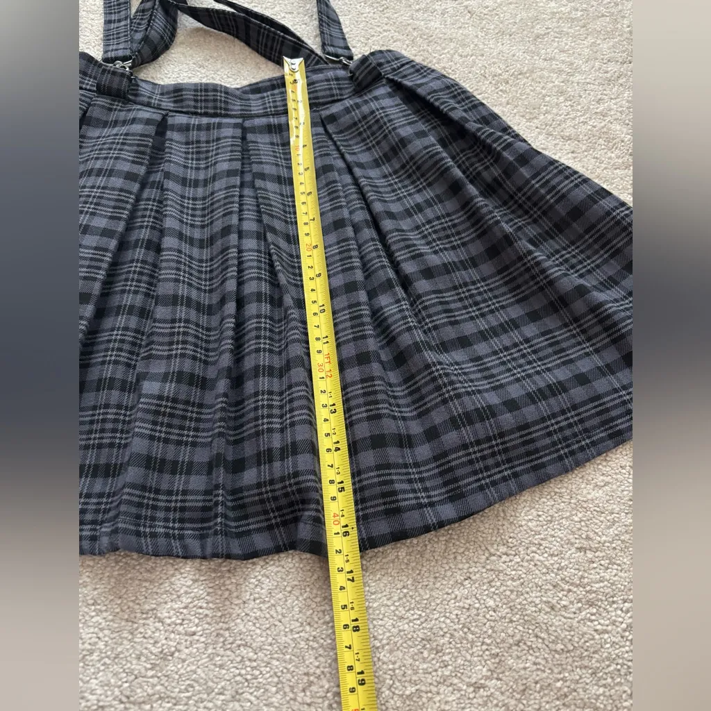 Hot Topic Y2K Baddie Black & Grey Plaid Suspender Skirt - Image 8