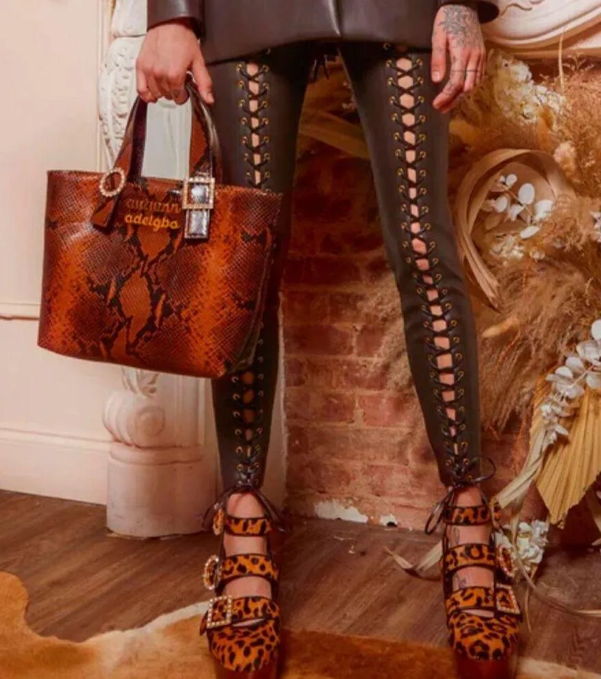 Autumn Adeigbo Women's Emma Pant Brown Lace - Image 2