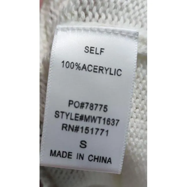 LE LIS‎ Womens Sweater Size S White Brown Pullover Knit Tiger Print Chic - Image 5