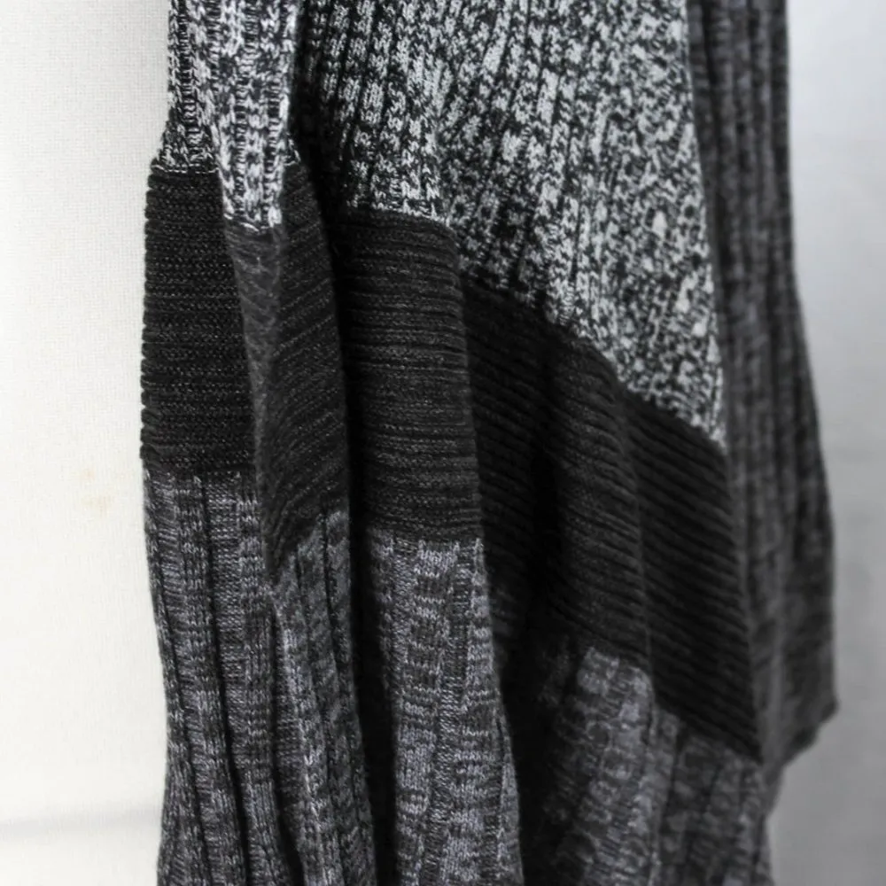 Classic Streetwear Comfy Gray Hue Stripe Open Front Cardigan - Image 4