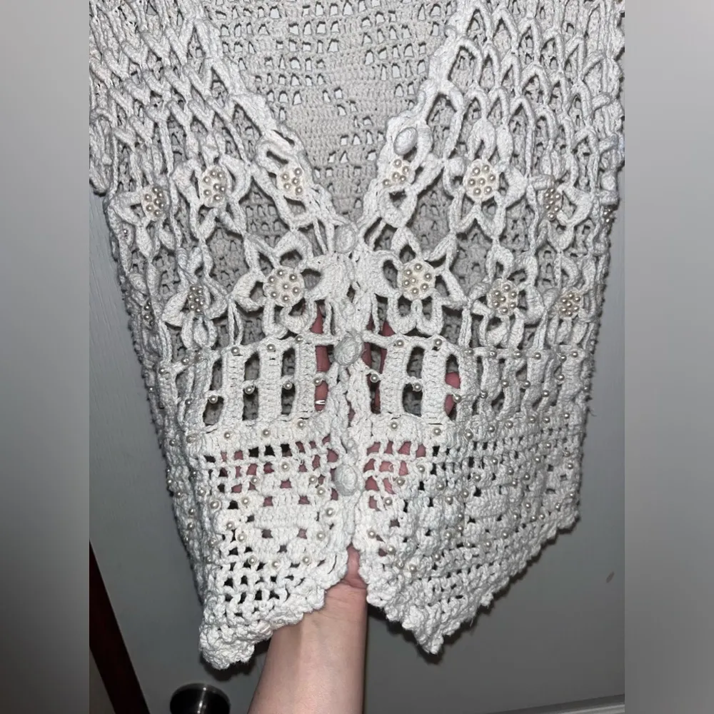 Candor Button Up Vest With Pearls Size Medium White - Image 4