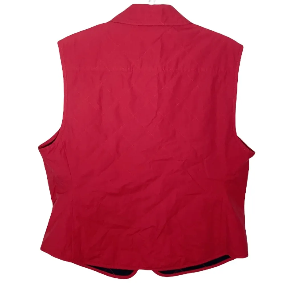 Faconnable red water resisted quilted button up vest size L - Image 35