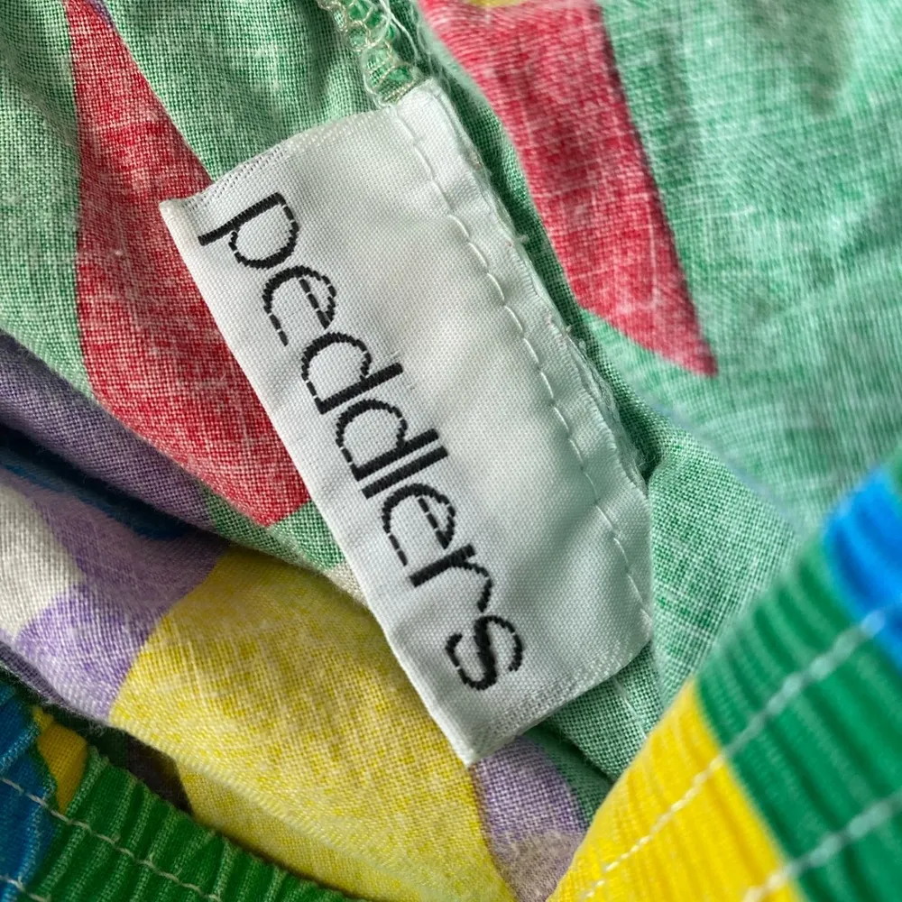 Vintage 1980's Peddlers Green Geometric Elastic Waist Pockets, Size Large - Image 4