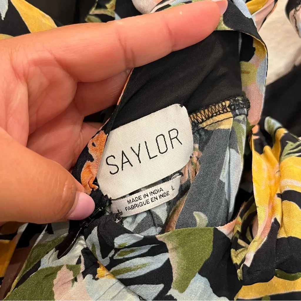 SAYLOR Karalyn Dress Babydoll Tropical Floral Ruffle Mini Dress Size Large - Image 5