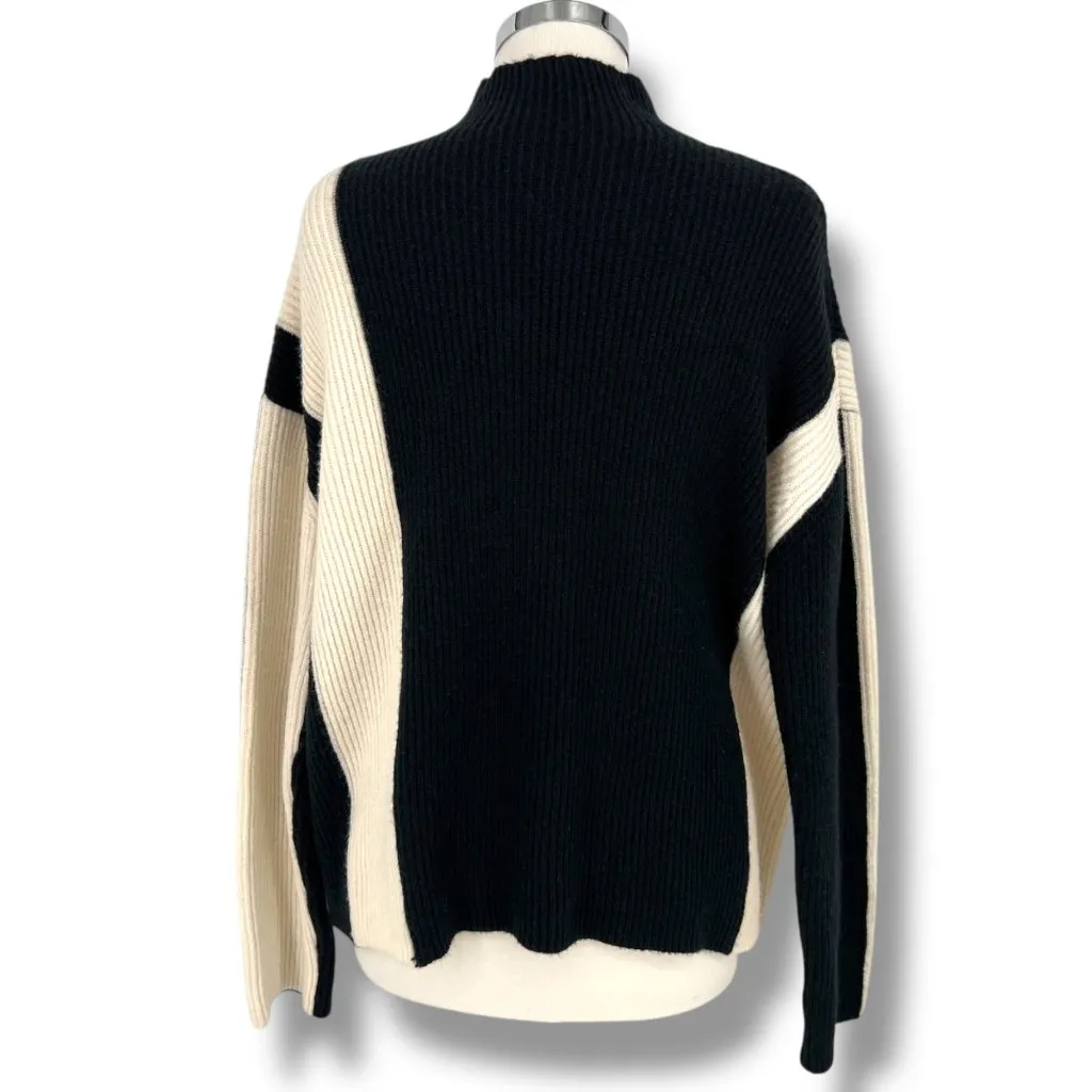 Commense Miss Paris Black White Colorblock Ribbed Knit Sweater Size Small - Image 7
