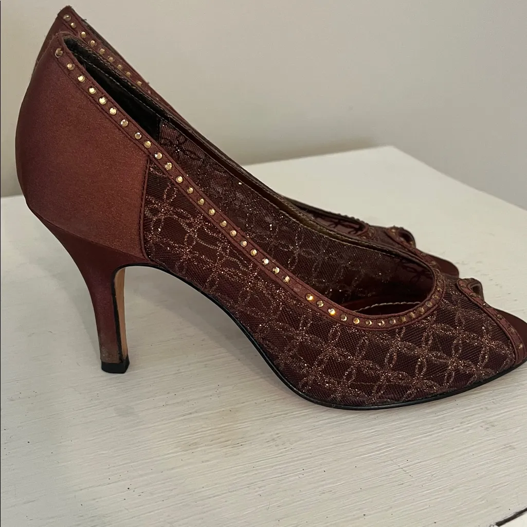 Nina Women's Elegant Bronze Peep-Toe Heels - Image 2