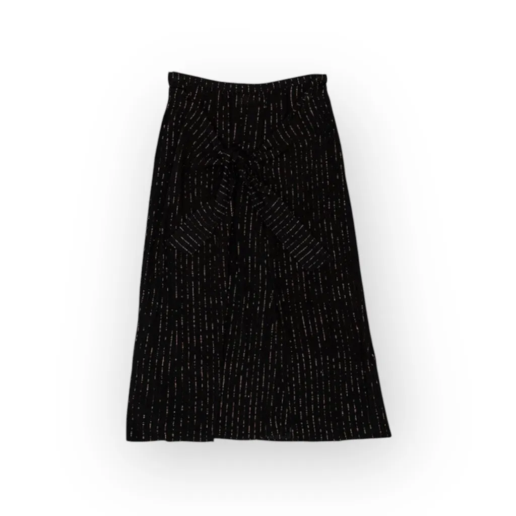Tori Praver Swimwear 𒀭Bri Midi Metallic Lurex Thread Wrap Skirt 𒀭Black 𒀭Small - Image 3