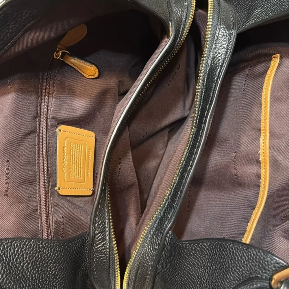 Coach Black and Tan Shoulder Bag with Gold Hardware - Image 6