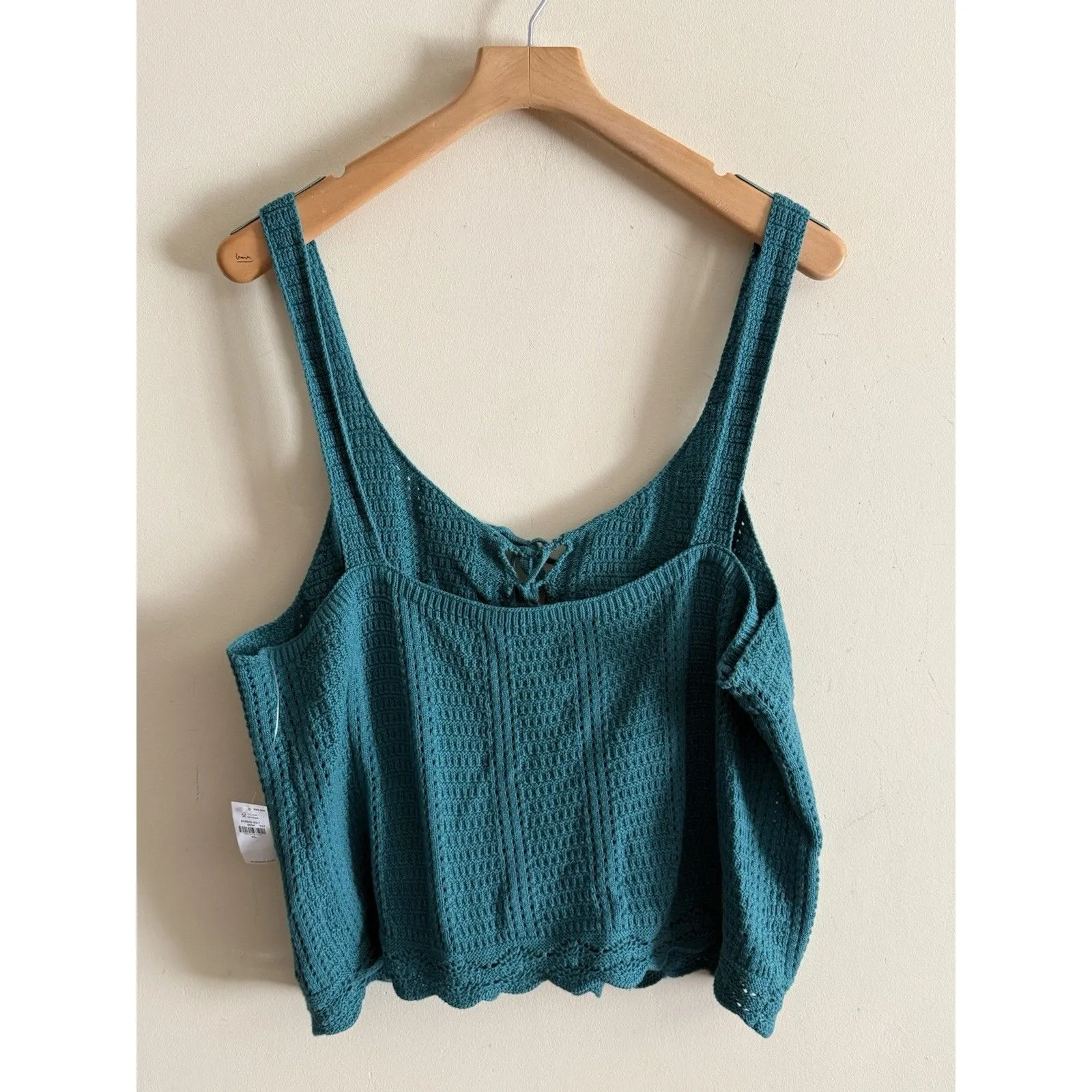 Old Navy Tank Top Womens XL Green Cotton Crochet Wide Strap‎ V Neck NWT - Image 4